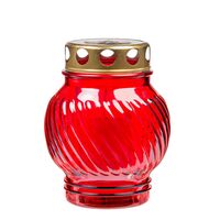 Grablicht-Glas mit Kerze - rot - Höhe 13 cm - Brenndauer 16 h