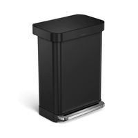 simplehuman CW2103 Mülleimer 55 l Rechteckig Edelstahl Schwarz