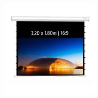Ecran de projection motorisé tensionné 3,20 x 1,80m - Format 16:9 - Wi-Fi - Carter blanc