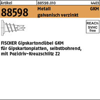 ART 88598 FISCHER-Gipskartondübel GKM Metall, galv. verzinkt VE=S