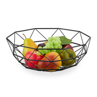 Relaxdays Obstschale Metall, eckiger Obstkorb, HBT: 13,5x34,5x34,5 cm, Drahtkorb für Früchte & Gemüse, modern, schwarz