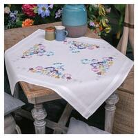 Embroidery Kit: Tablecloth: Allium in Blue and Purple