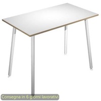 Tavolo alto Skinny Metal 160x80xH.105 cm con gambe met. bianche Artexport piano bianco - 6403-DJC-3C-AN