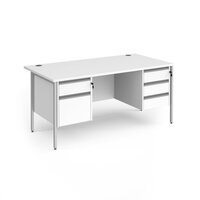 Contract 25 straight desk with 2 and 3 drawer pedestals and silver H-Frame leg 1