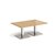 Brescia rectangular coffee table with flat square brushed steel bases 1200mm x 800mm - oak