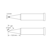 Lötspitze, Hufform, Ø 1 mm, (L) 12 mm, GT6-HF6010V