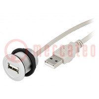 USB-Stecker; 22mm; har-port; -25÷70°C; Ø22,3mm; IP20; silber; L: 2m