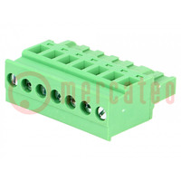 Pluggable terminal block; 5mm; ways: 7; angled; plug; female; green