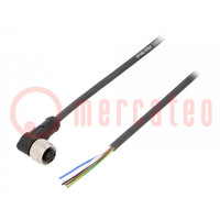 Cable de conexión; M12; PIN: 5; angular; 5m; enchufe; 60VAC; 4A; PUR