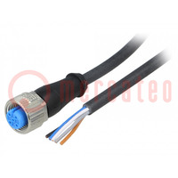Connection lead; M12; PIN: 5; straight; 10m; plug; 125VAC; 4A; Y; IP67