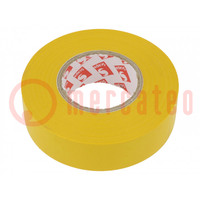 Tape: electro-isolatie; W: 19mm; L: 25m; Thk: 0,13mm; geel; rubber