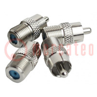 Adapter; F plug,RCA plug; silver; 52051400; 10pcs.