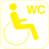 Piktogramm - Rollstuhlfahrer, WC, Gelb, 10 x 10 cm, PVC-Folie, Selbstklebend
