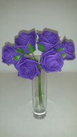 Artificial Colourfast Cottage Rose Bud Bunch - 21cm, Purple