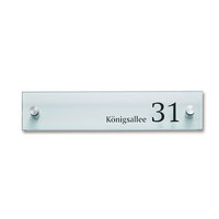 MyTrack Glasschild, Größe (BxH): 60,0 x 15,0 cm, 5mm Glasschild mit Edelstahlhaltern