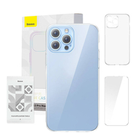 BASEUS COQUE TRANSPARENTE AVEC VERRE TREMPÉ COMPLET ET KIT DE NETTOYAGE POUR 13 PRO MAX ARSJ000802