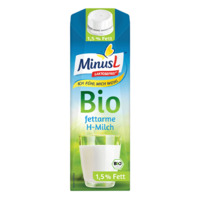 MinusL laktosefreie Bio fettarme H-Milch, 1,5% Fett