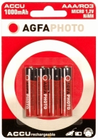 AgfaPhoto Batterijen 1x4 Akku NiMh Micro 1000 mAh Oplaadbare batterij Nikkel-Metaalhydride (NiMH)