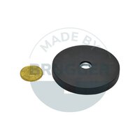 Magnetsystem aus NdFeB, Gummimantel schwarz, ø 57mm, mit Zylinderbohrung