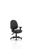 Jackson Black Leather Chair with Height Adjustable Arms KC0284