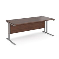 Maestro 25 straight desk 1800mm x 800mm - silver cantilever leg frame and walnut