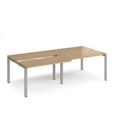 Adapt sliding top double back to back desks 2400mm x 1200mm - silver frame and o