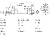 Miniatur-Zylinder, einfachwirkend, 2 bis 10 bar, Kd. 8 mm, Hub 25 mm, 23.19.025
