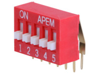 DIP-Schalter, Aus-Ein, 5-polig, abgewinkelt, 25 mA/24 VDC, NDA-05-V