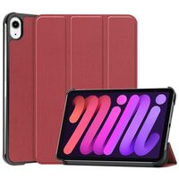 Cover for iPad Mini 6 2021 for iPad Mini 6 (2021) Tri-fold Caster Hard Shell Cover with Auto Wake Function - Wine Red Tablet-Hüllen