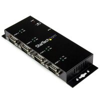 4 PORT USB SERIAL ADAPTER 4 Port USB to DB9 RS232 Serial Adapter Hub - Industrial DIN Rail and Wall Mountable, USB 2.0 Type-B,
