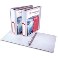 PERGAMY Classeur personnalisable A4+ 2 faces, 4 anneaux Ø50 mm en D, dos 7 cm. En PP Blanc.500 feuilles