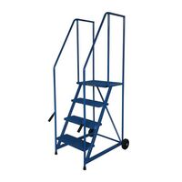 Painted steel tilt and push mobile steps - 4 treads (inc. platform)