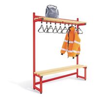 Probe round tube cloakroom bench unit with hanging rail - double sided