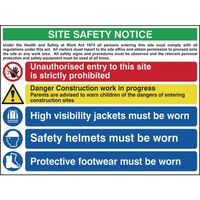 Composite site safety notice sign with regulations