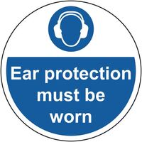 Floor Signs - ear protection must be worn