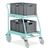 Medical records trolley with 2 boxes and extendable