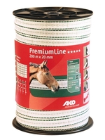 Weidezaunband PremiumLine weiß/grün 20 mm, 0,17 Ohm/m, 200 m