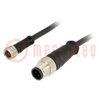 Cable: for sensors/automation; M12-M8; PIN: 4; 3m; 484030E02M030