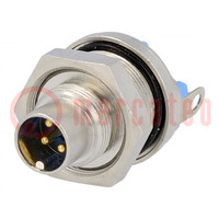 Connecteur: M9; socle; mâle; Plaquage: doré; Unom: 60V; IP65; PIN: 4