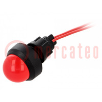Kontrolka: LED; wypukła; czerwony; 230VAC; Ø13mm; IP40; plastik