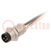 Connector: M8; male; PIN: 4; for panel mounting,rear side nut