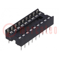 Socket: integrated circuits; DIP18; 7.62mm; THT; Pitch: 2.54mm