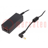 Power supply: switched-mode; 19VDC; 2.15A; Out: 5,5/1,7; 40W; 80%