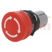 Switch: emergency stop; 16mm; Stabl.pos: 2; NC; red; none; IP65; 51