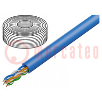 Cable; U/UTP; 4x2x23AWG; 6a; hilo; Cu; LSZH; azul; 50m; CPR: Dca