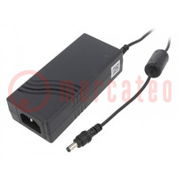 Power supply: switched-mode; 15VDC; 3.33A; Out: 5,5/2,5; 50W; 89%