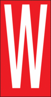 Buchstaben - W, Rot, 57 x 22 mm, Baumwoll-Vinylgewebe, Selbstklebend, B-500