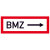 BMZ rechtsweisend ---> Hinweisschild Brandschutz, Alu, Größe 29,70x10,50 cm DIN 4066-D1