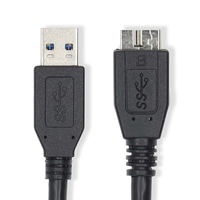CÂBLE USB | USB 3.2 GEN 1 | USB-A MÂLE | USB MICRO-B MÂLE | 5 GBPS | PLAQUÉ NICKEL | 2.00 M | ROND | PVC | BLEU | LABEL NEDIS