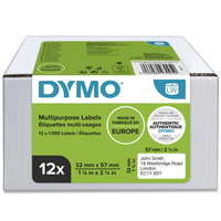 DYMO LW etichette originali multiuso | 32x57 mm | 12 rotoli da 1.000 etichette facili da staccare (12.000 pezzi) | autoadesive | per etichettatrici LabelWriter
